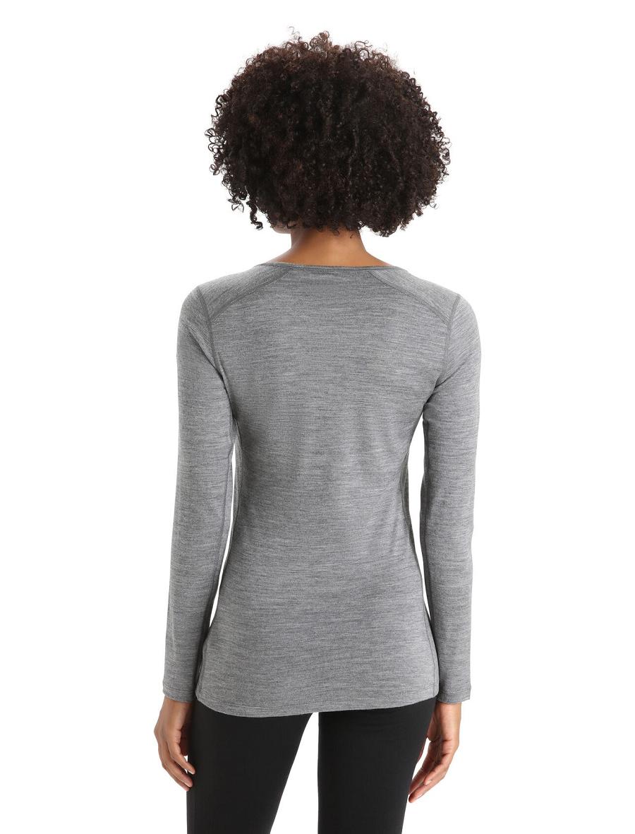 Gritstone Heather Icebreaker Merino 200 Oasis Long Sleeve Scoop Neck Thermal Top Women's Base Layers | AU 1876QMAZ